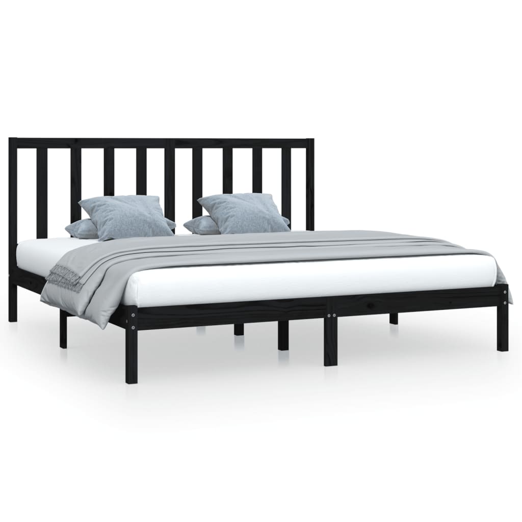 vidaXL Bed Frame without Mattress Black Solid Wood Pine 200x200 cm