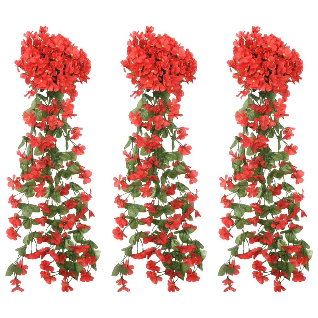 vidaXL Christmas Flower Garlands 3 pcs Red 85 cm