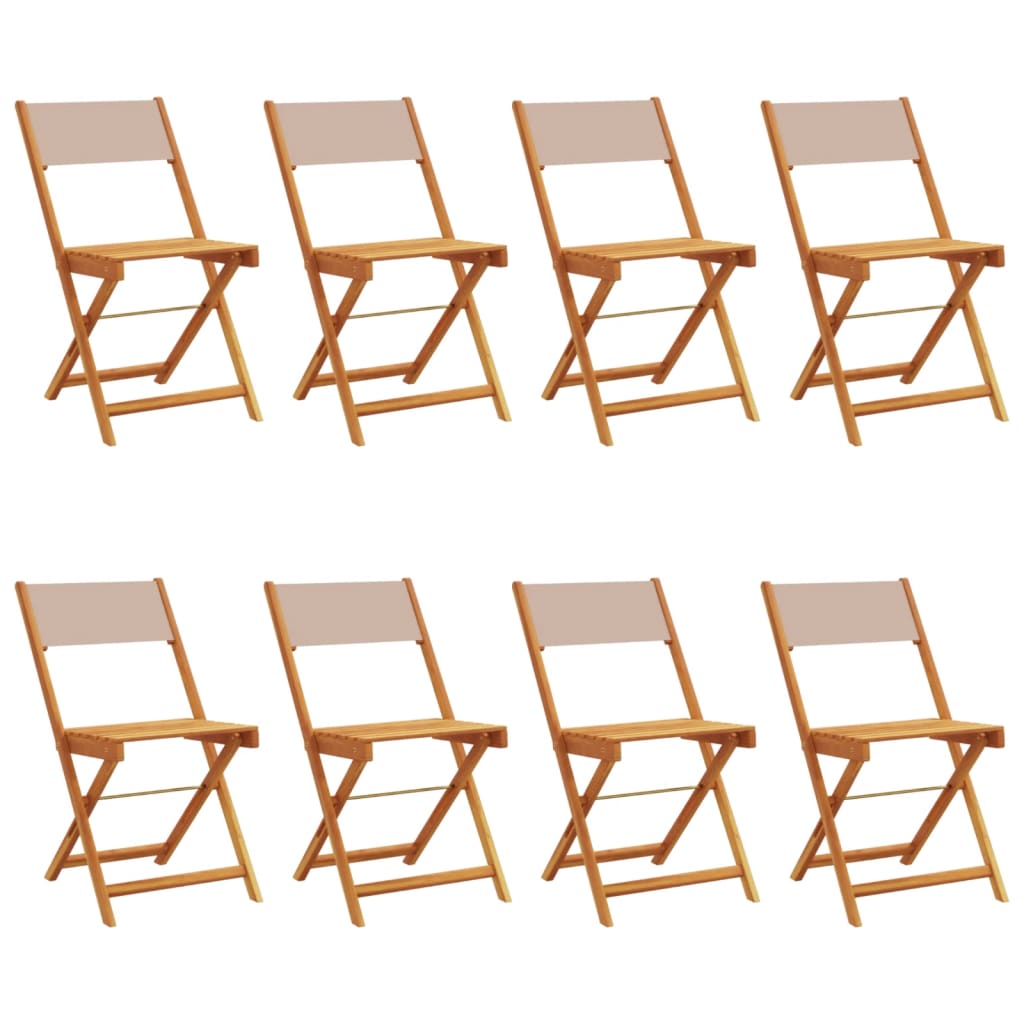 vidaXL Folding Garden Chairs 8 pcs Taupe Fabric and Solid Wood