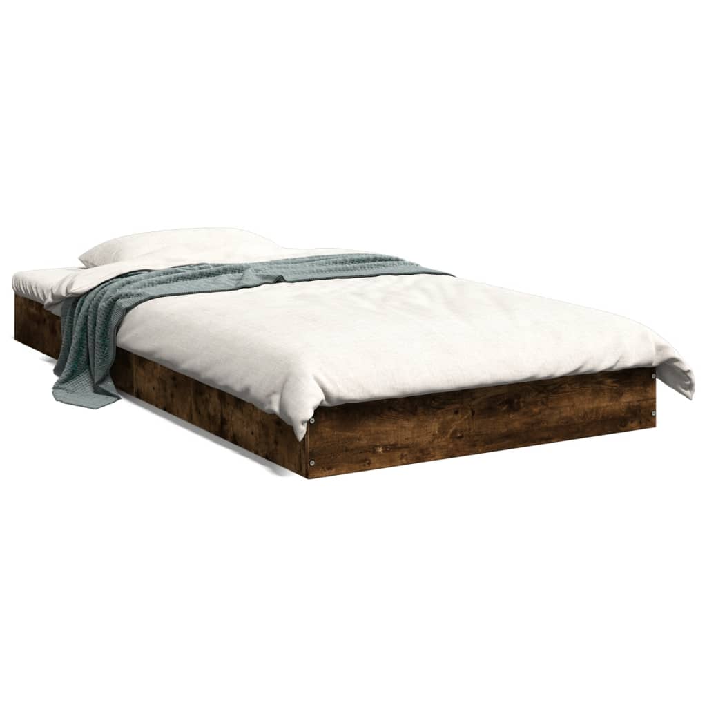 vidaXL Bed Frame without Mattress Smoked Oak 90x190 cm Single Engineered Wood