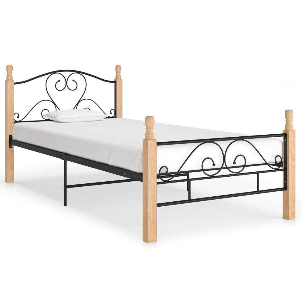 vidaXL Bed Frame without Mattress Black Metal 100x200 cm