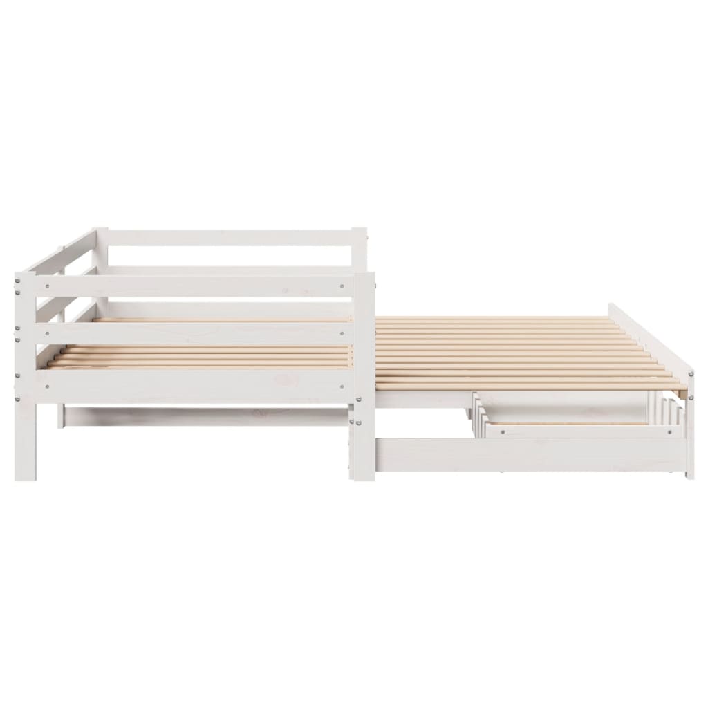 vidaXL Daybed with Trundle and Drawers without Mattress White 90x200 cm