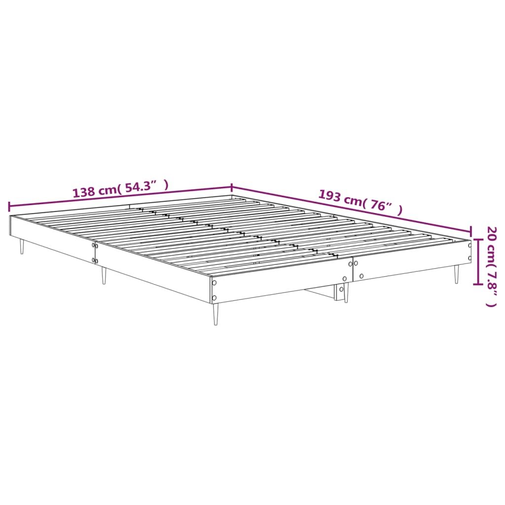 vidaXL Bed Frame without Mattress Black 135x190 cm Double Engineered Wood