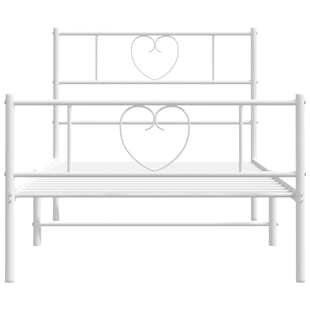 vidaXL Metal Bed Frame without Mattress with Footboard White 100x190 cm