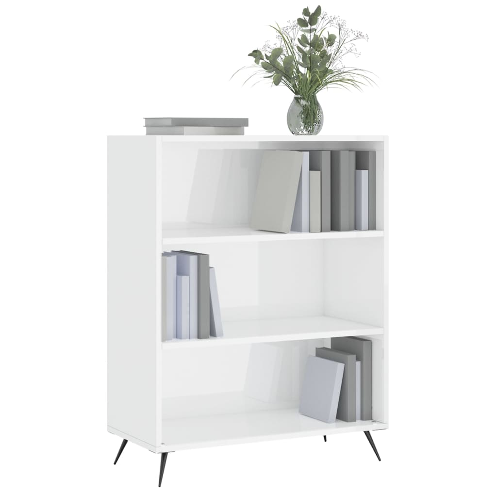 vidaXL Bookcase High Gloss White 69.5x32.5x90 cm Engineered Wood