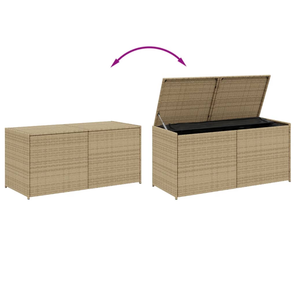 vidaXL Garden Storage Box Mix Beige 283L Poly Rattan