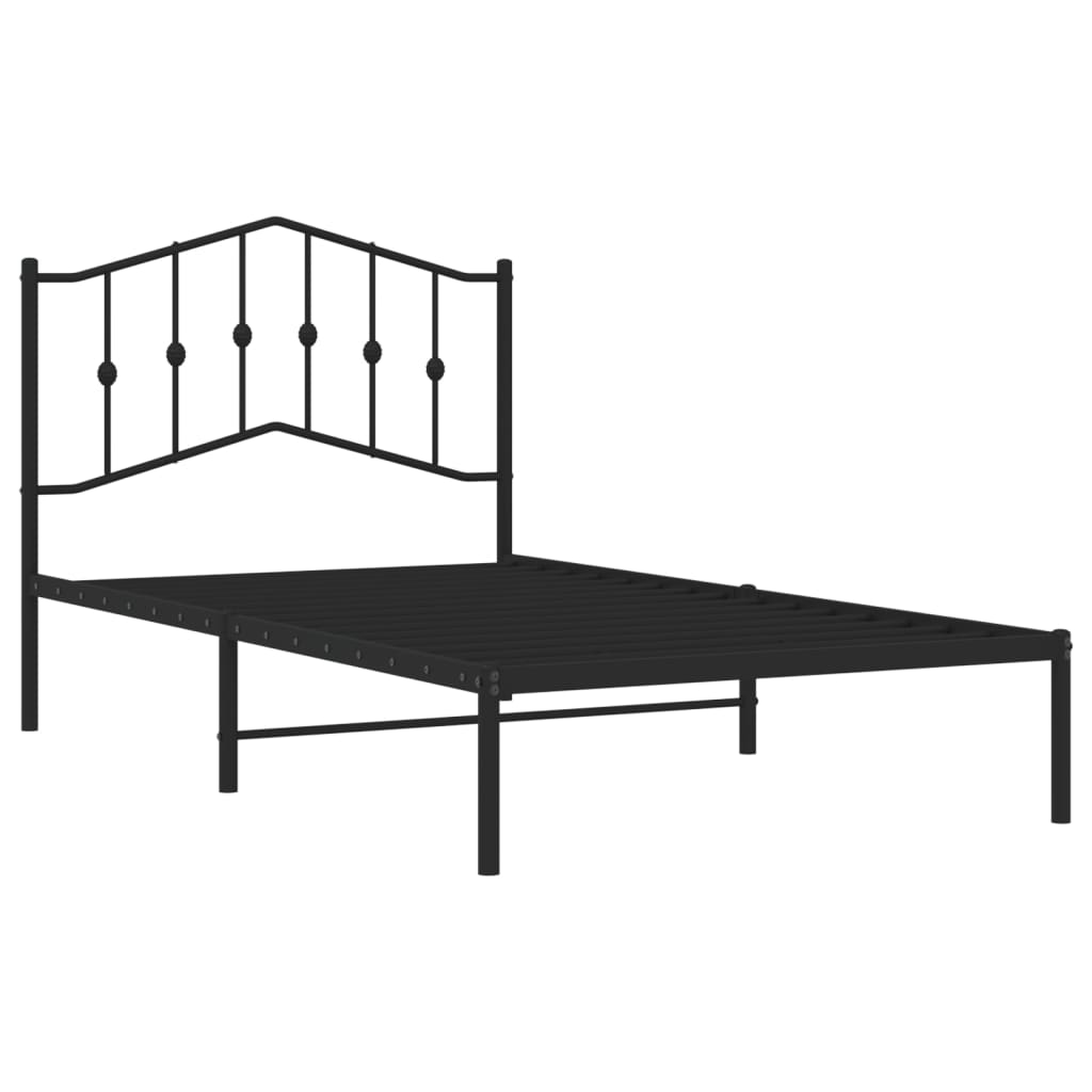 vidaXL Metal Bed Frame without Mattress with Headboard Black 100x190 cm