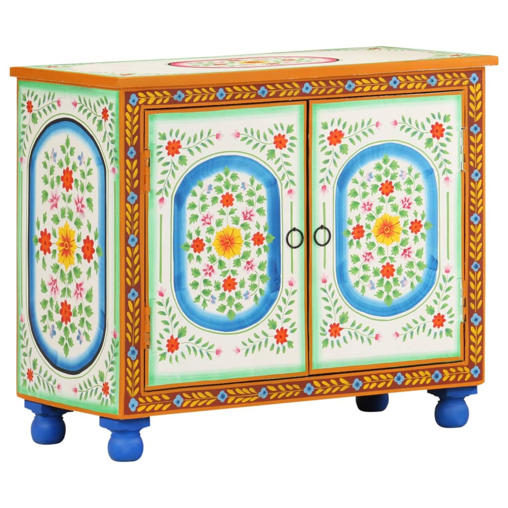 vidaXL Hand Painted Sideboard 70x35x60 cm Solid Mango Wood