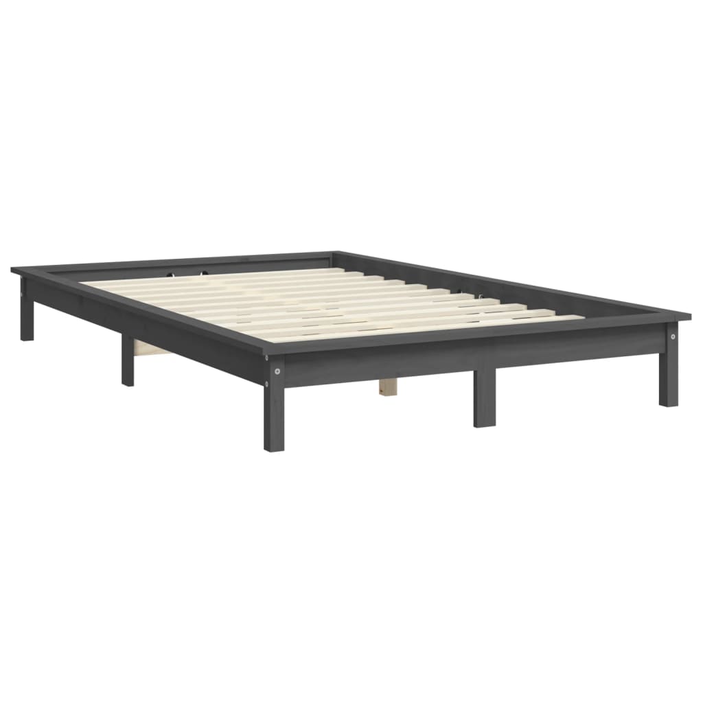 vidaXL Bed Frame without Mattress Grey 140x190 cm Solid Wood Pine