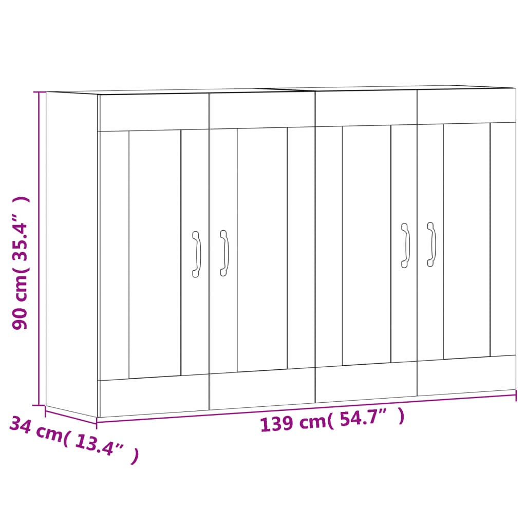 vidaXL Wall Mounted Cabinets 2 pcs Sonoma Oak Engineered Wood