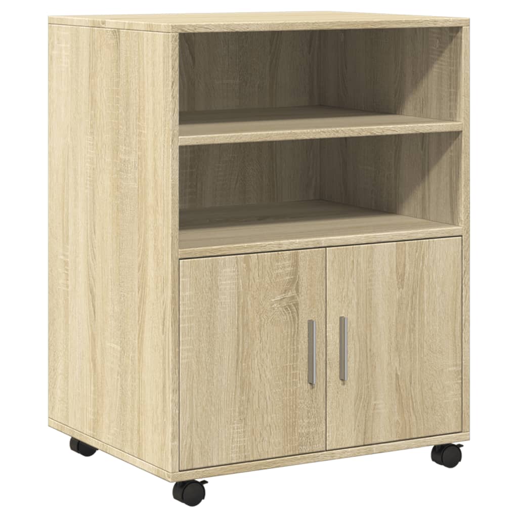 vidaXL Rolling Cabinet Sonoma Oak 60x48x81 cm Engineered Wood