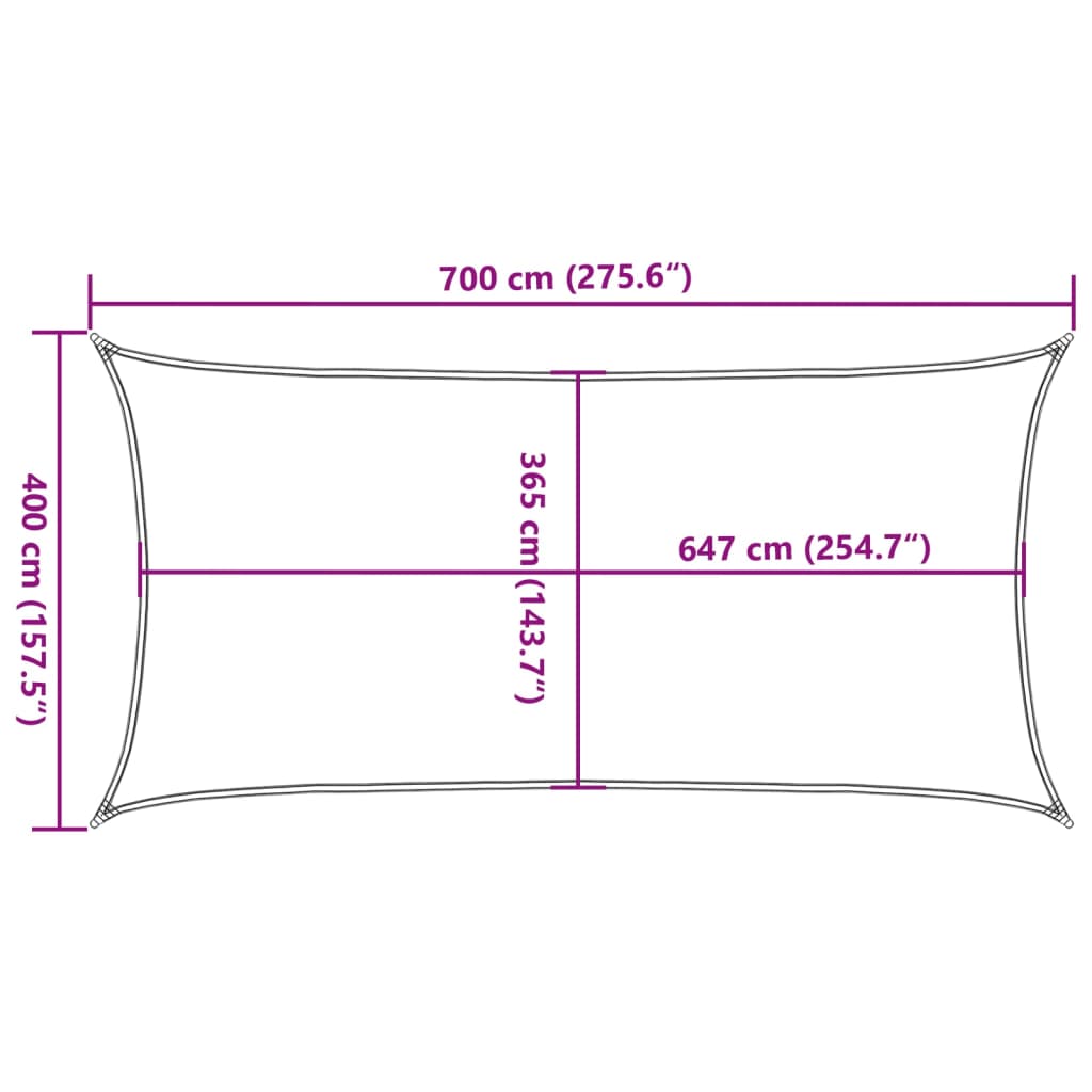 vidaXL Sun Shade Sail Sand 7x4 m 100% Polyester Oxford