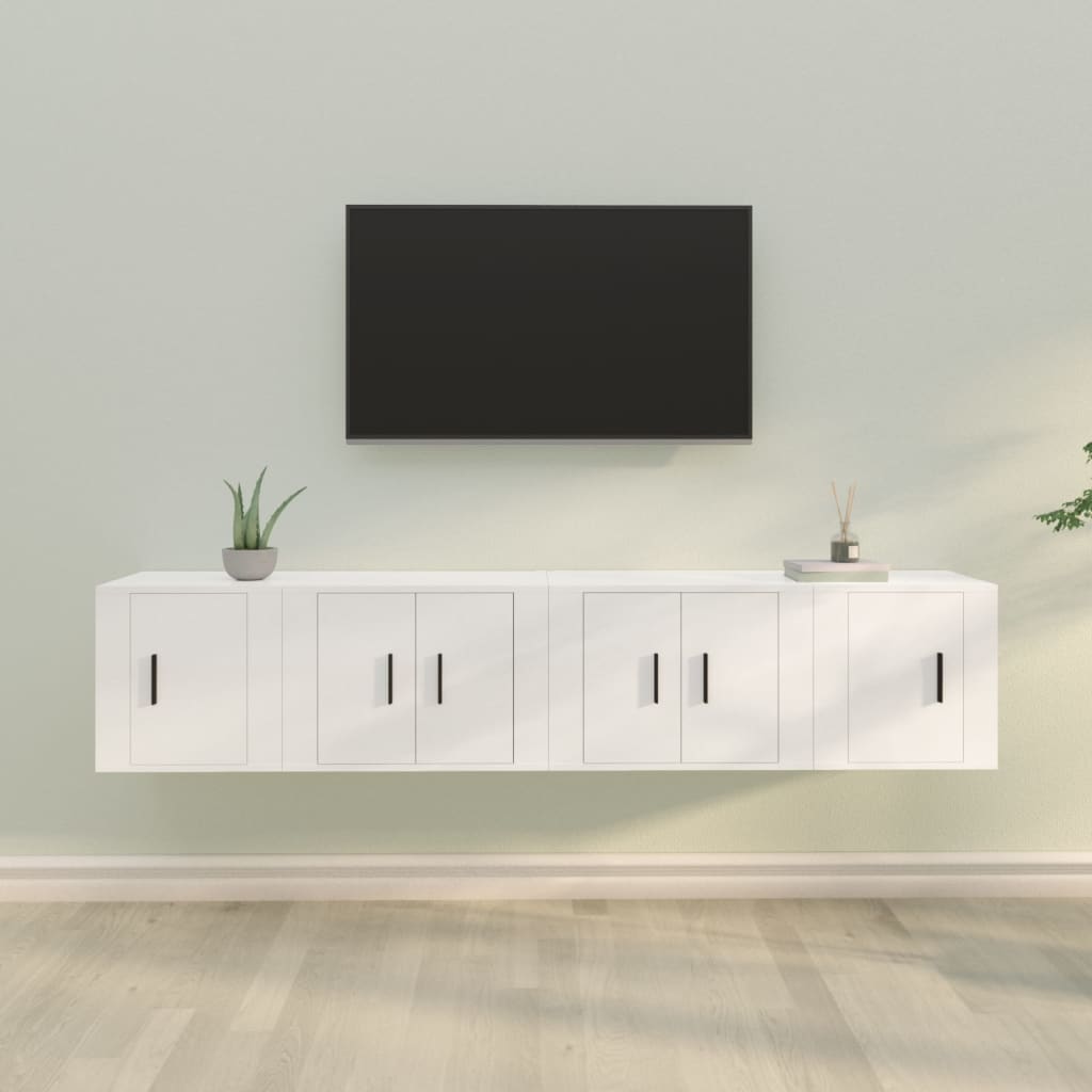 vidaXL 4 Piece TV Cabinet Set White Engineered Wood