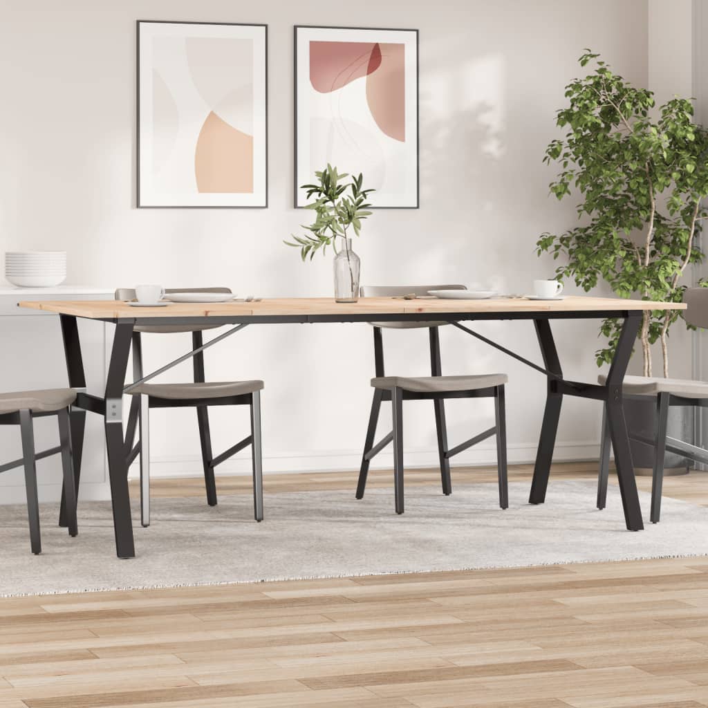 vidaXL Dining Table Y-Frame 200x100x75 cm Solid Wood Pine and Cast Iron