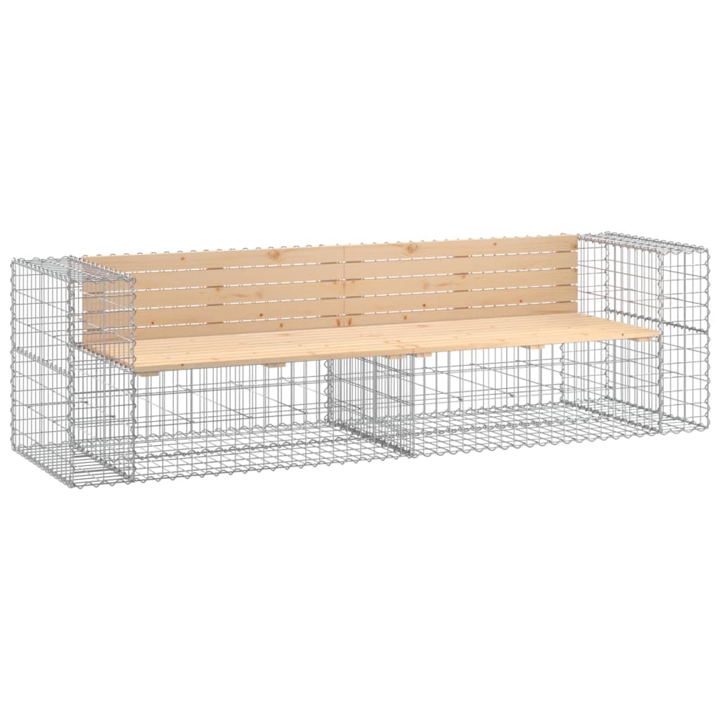 vidaXL Garden Bench Gabion Design 244x71x65.5 cm Solid Wood Pine