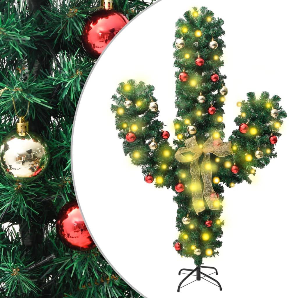 vidaXL Christmas Cactus with Stand and LED Green 180 cm PVC