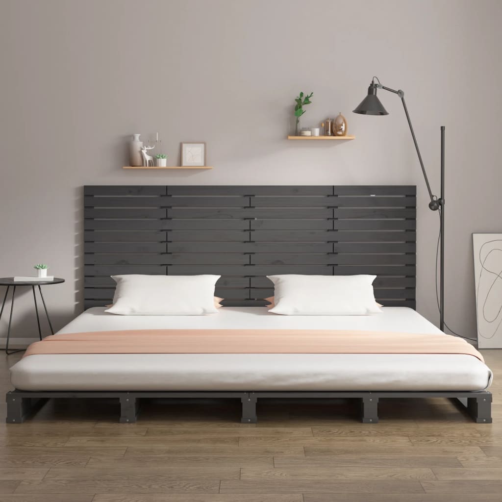 vidaXL Wall Headboard Grey 206x3x91.5 cm Solid Wood Pine