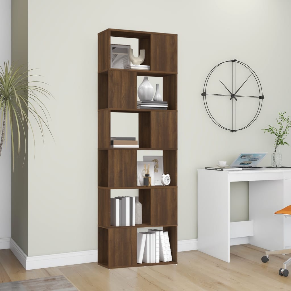 vidaXL Book Cabinet/Room Divider Brown Oak 60x24x186 cm