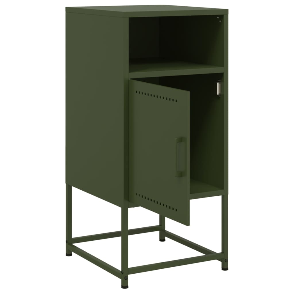 vidaXL Bedside Cabinet Olive Green 36x39x78 cm Steel