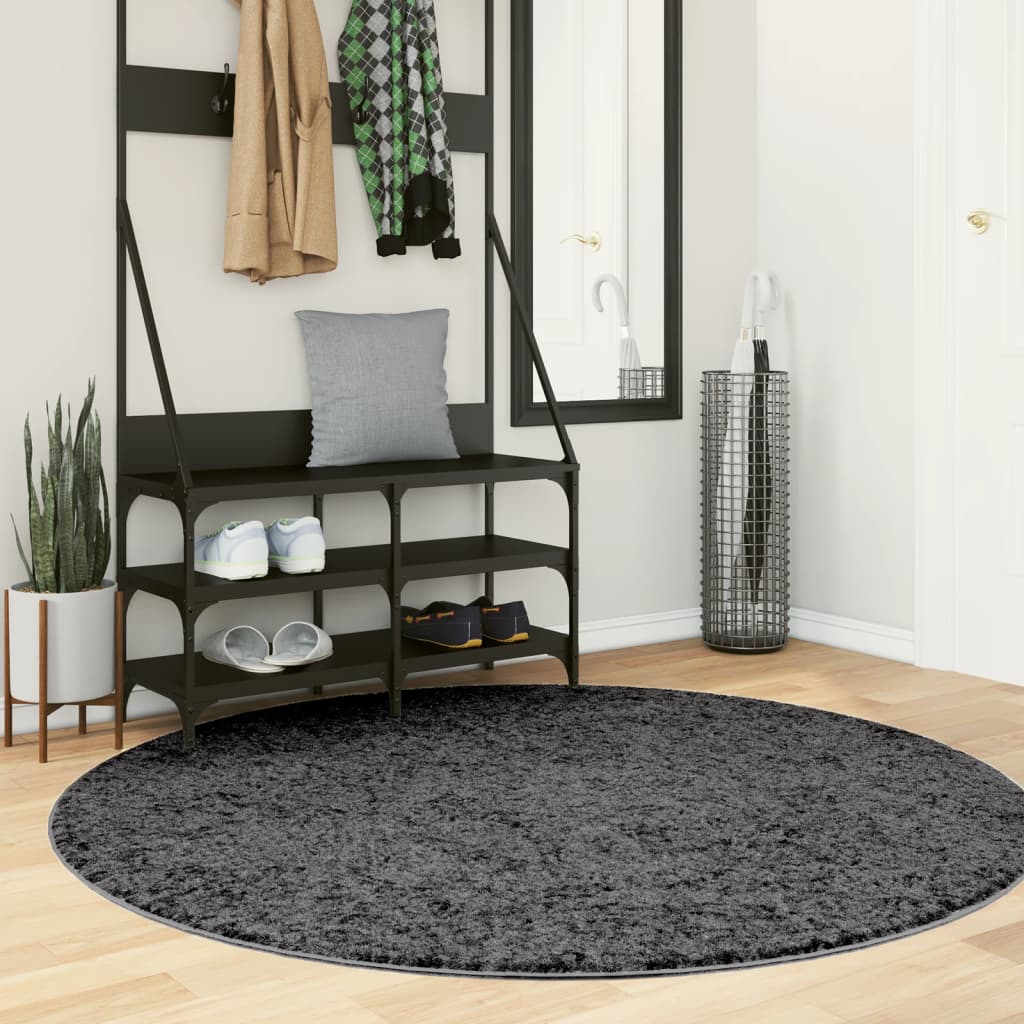 vidaXL Rug OVIEDO Short Pile Anthracite Ø 160 cm