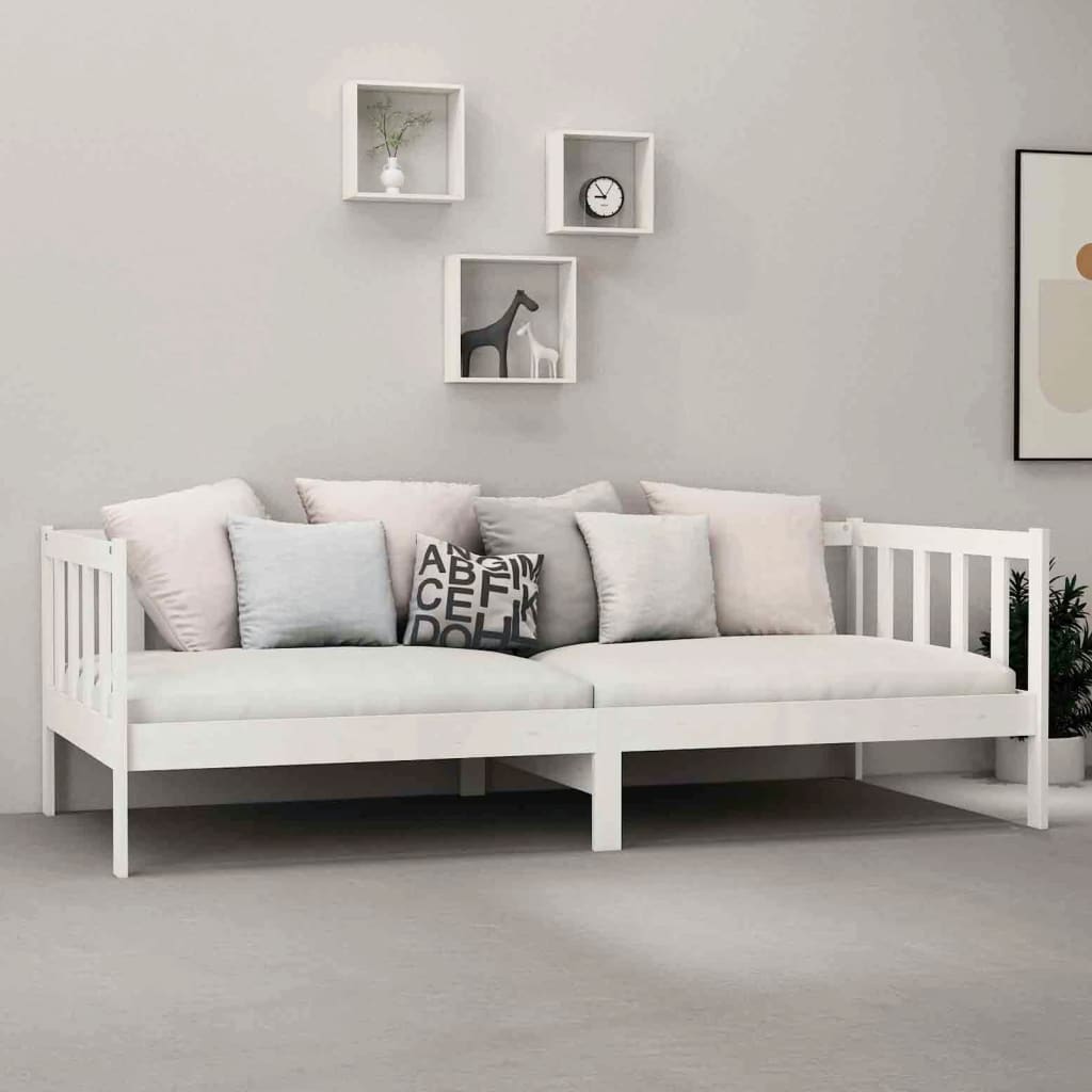 vidaXL Day Bed without Mattress White Solid Wood Pine 90x200 cm