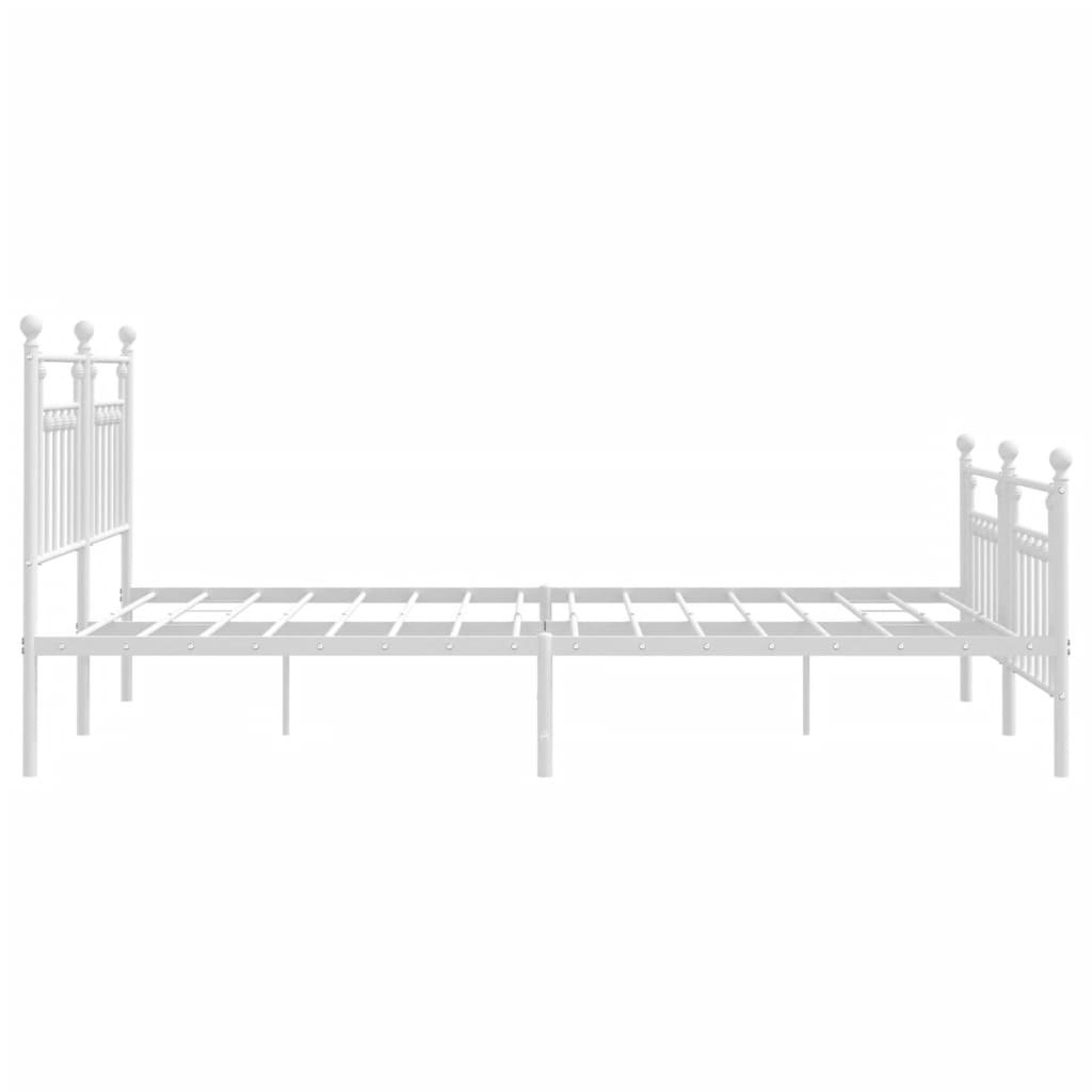 vidaXL Metal Bed Frame without Mattress with Footboard White 183x213 cm