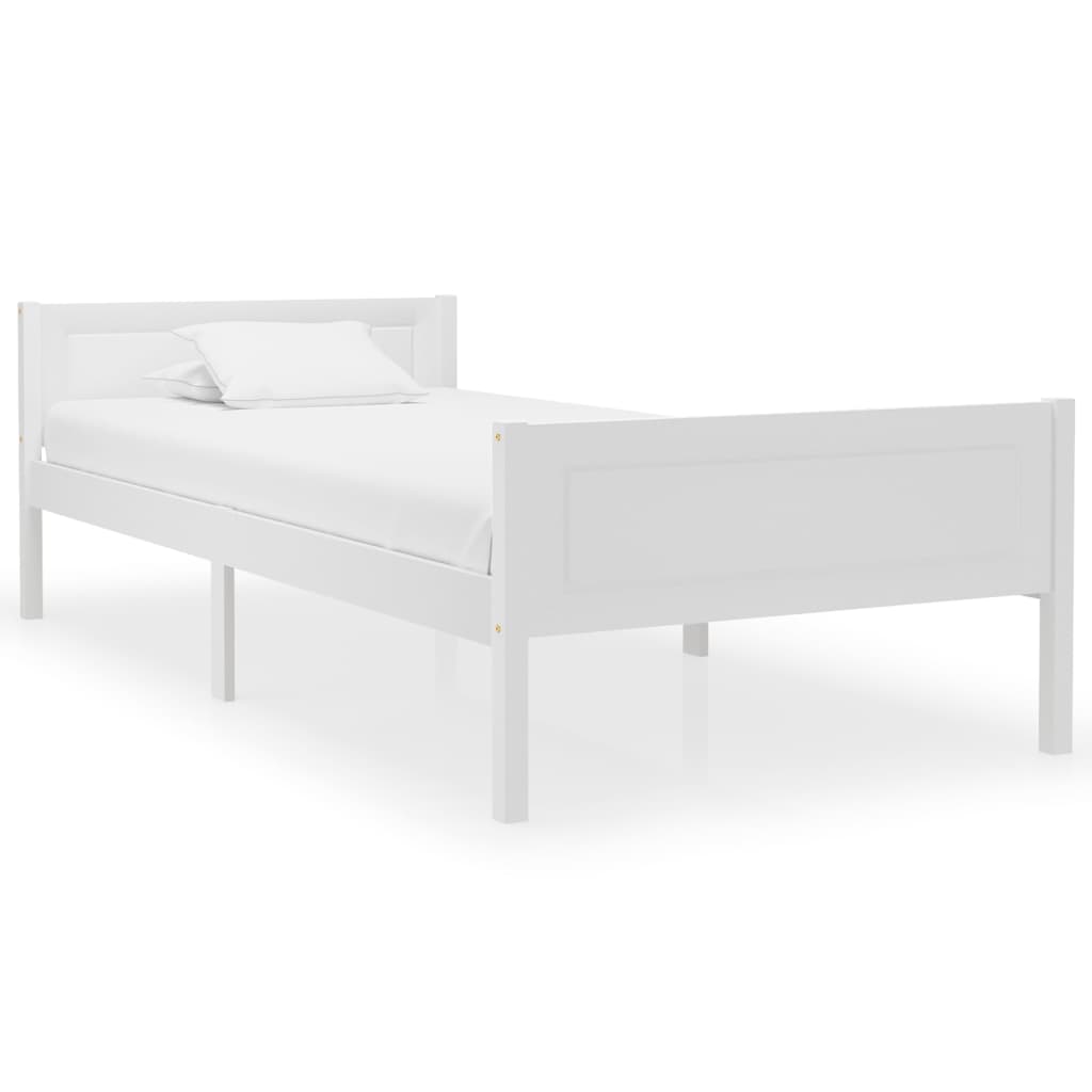 vidaXL Bed Frame without Mattress Solid Pinewood White 100x200 cm