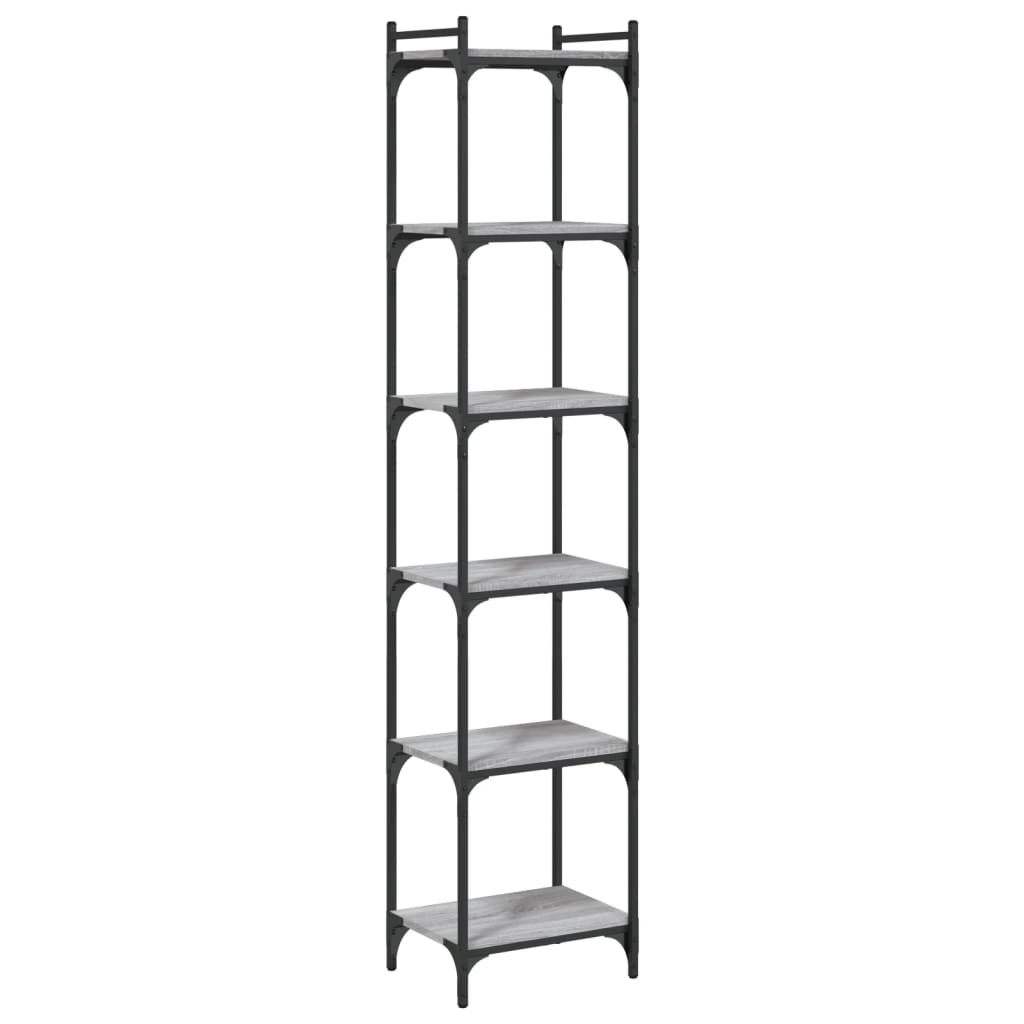 vidaXL Bookcase 6-Tier Grey Sonoma 40x30x188 cm Engineered Wood