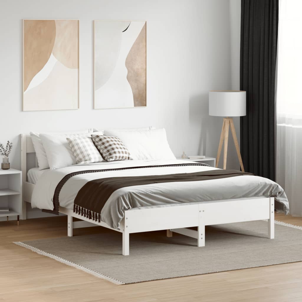 vidaXL Bed Frame without Mattress White 120x200 cm Solid Wood Pine