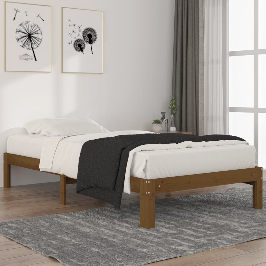 vidaXL Bed Frame without Mattress Honey Brown Solid Wood Pine 100x200 cm