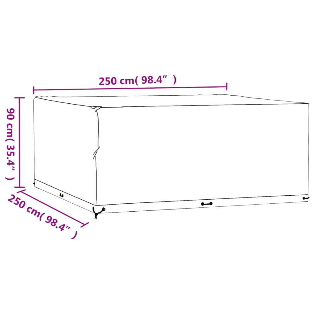 vidaXL Garden Furniture Covers 2 pcs 16 Eyelets 250x250x90 cm Square