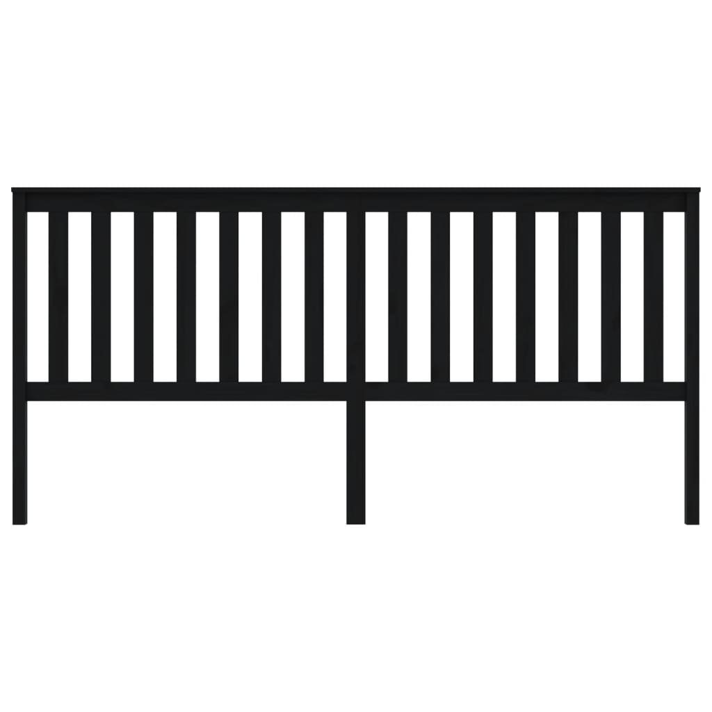 vidaXL Bed Headboard Black 206x6x101 cm Solid Wood Pine