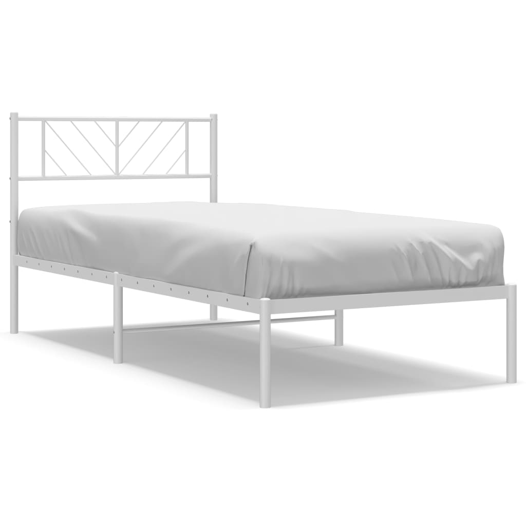 vidaXL Metal Bed Frame without Mattress with Headboard White 80x200 cm