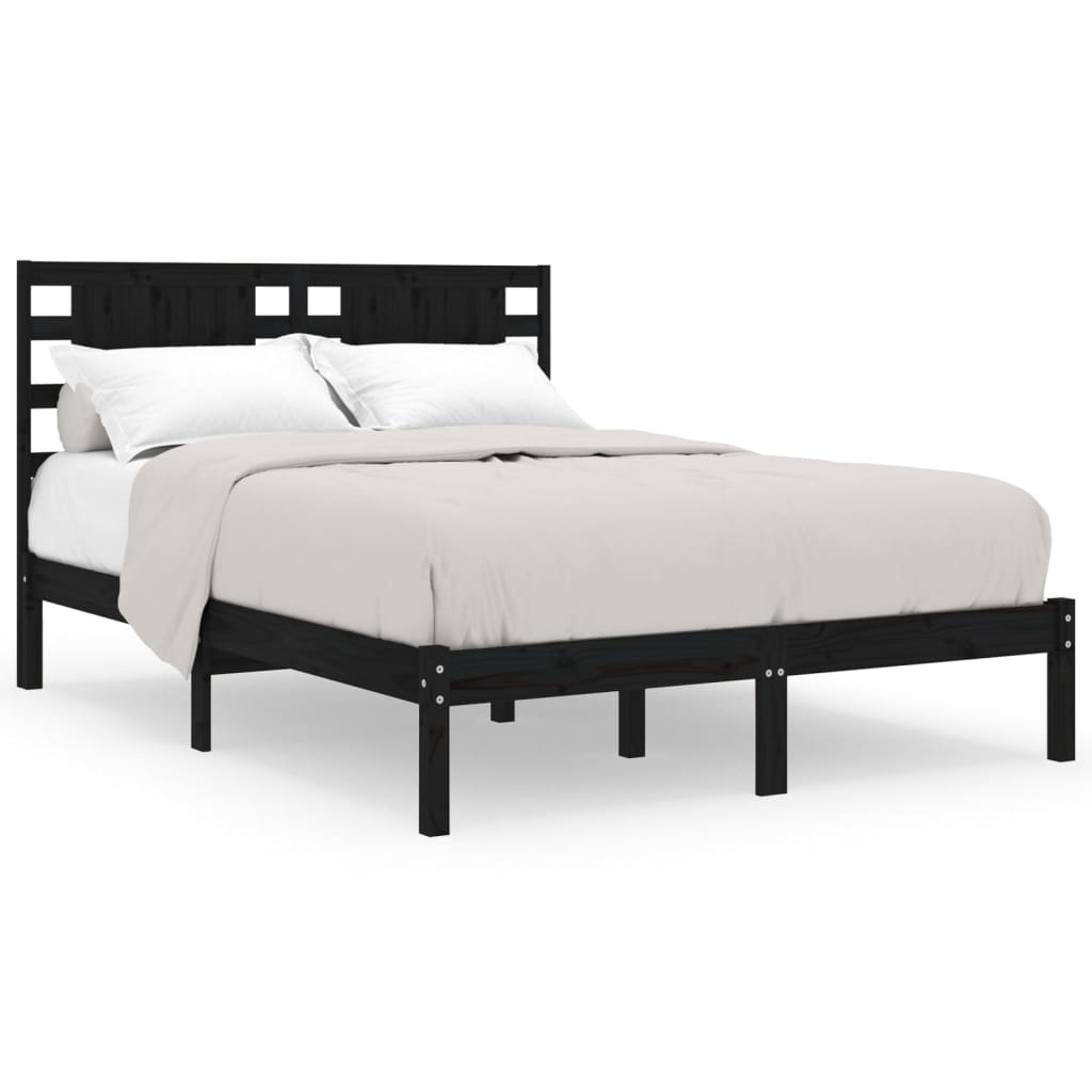 vidaXL Bed Frame without Mattress Black 200x200 cm Solid Wood Pine