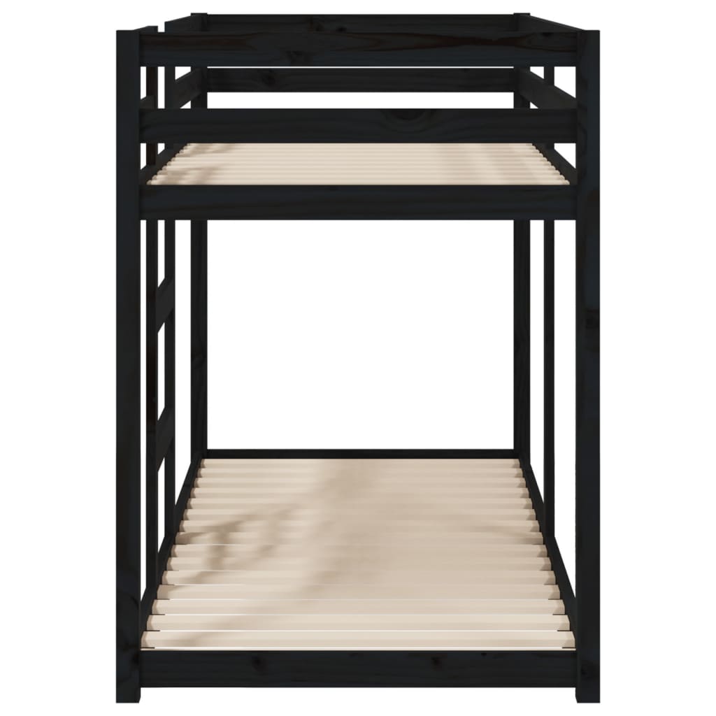 vidaXL Bunk Bed without Mattress Black 75x190 cm Small Single Solid Wood Pine