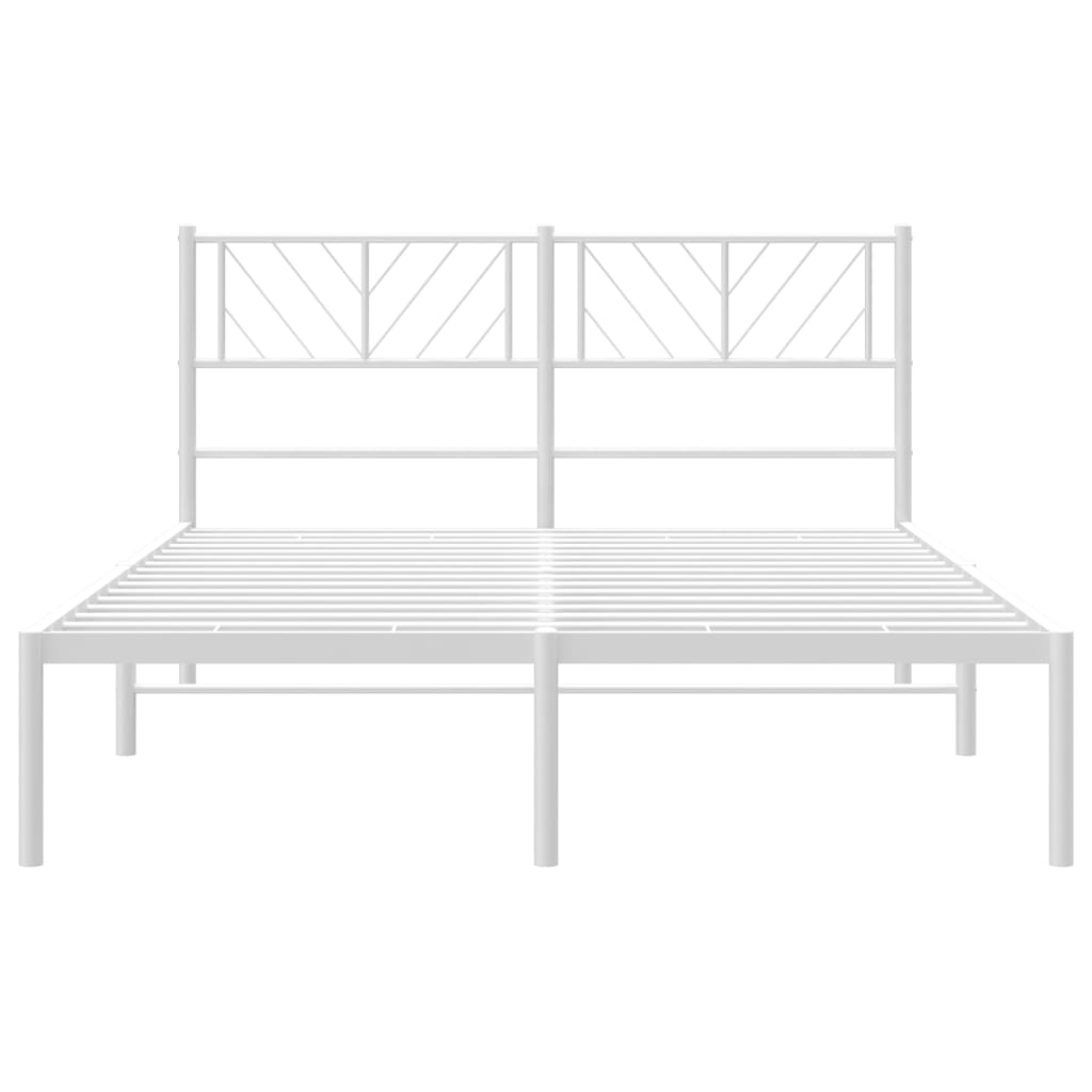 vidaXL Metal Bed Frame without Mattress with Headboard White 150x200 cm King Size