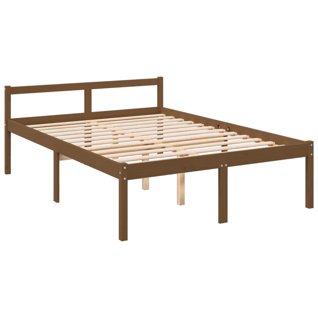 vidaXL Senior Bed without Mattress Honey Brown Double Solid Wood