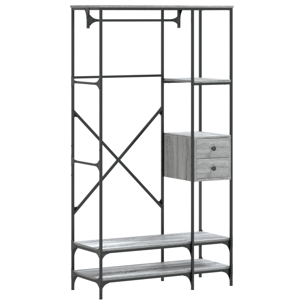 vidaXL Clothes Rack with Shelves Grey Sonoma Engineered Wood