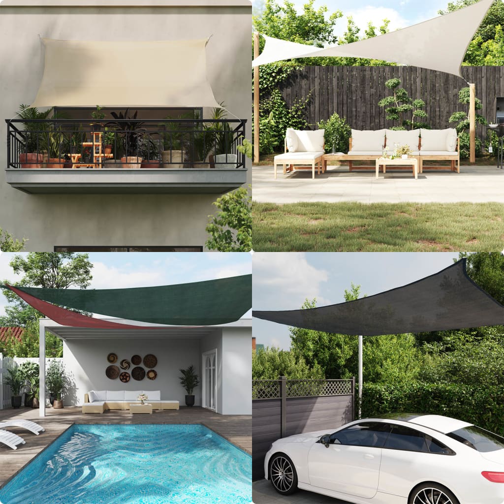 vidaXL Sunshade Sail 160 g/m² Black 2x2.5 m HDPE