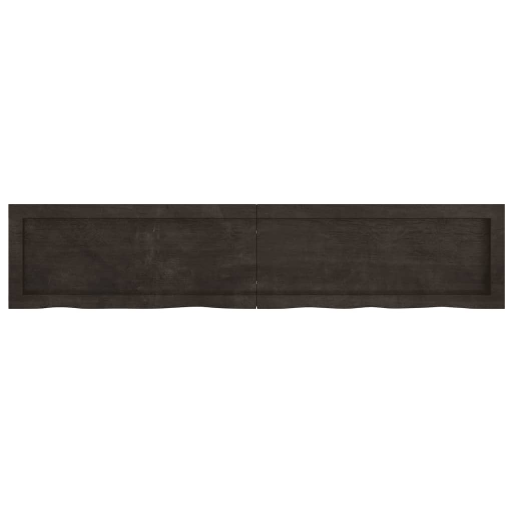 vidaXL Wall Shelf Dark Brown 140x30x(2-4) cm Treated Solid Wood Oak