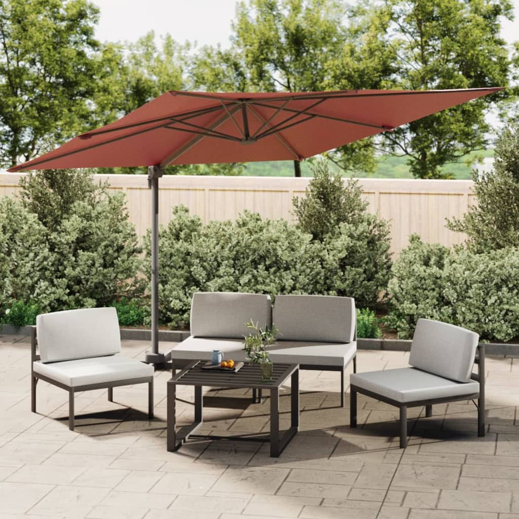 vidaXL LED Cantilever Garden Parasol Terracotta 400x300 cm