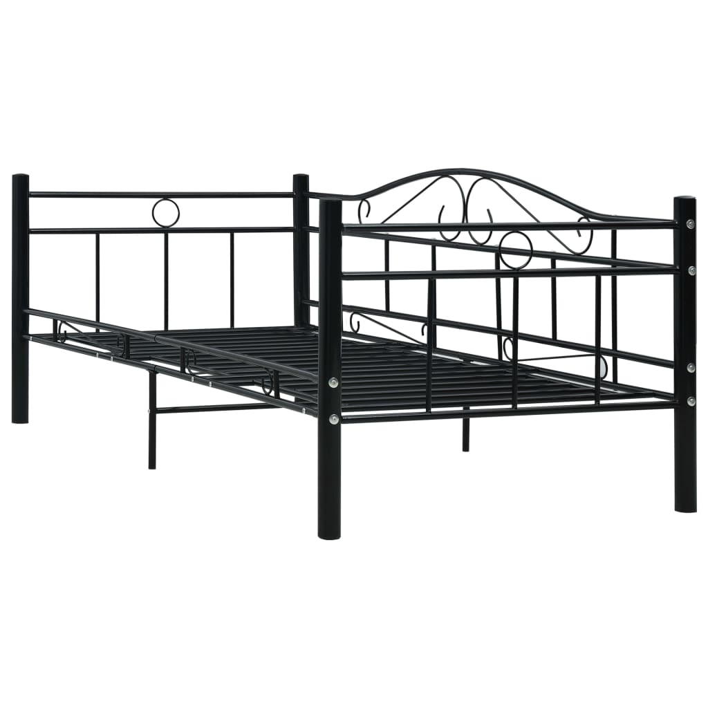 vidaXL Daybed Frame without Mattress Black Metal 90x200 cm