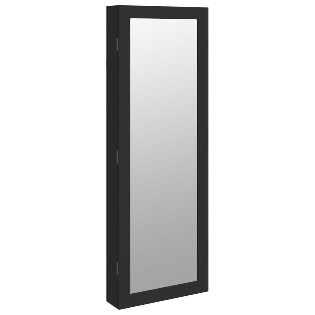 vidaXL Mirror Jewellery Cabinet with LED Lights Wall Mounted Black