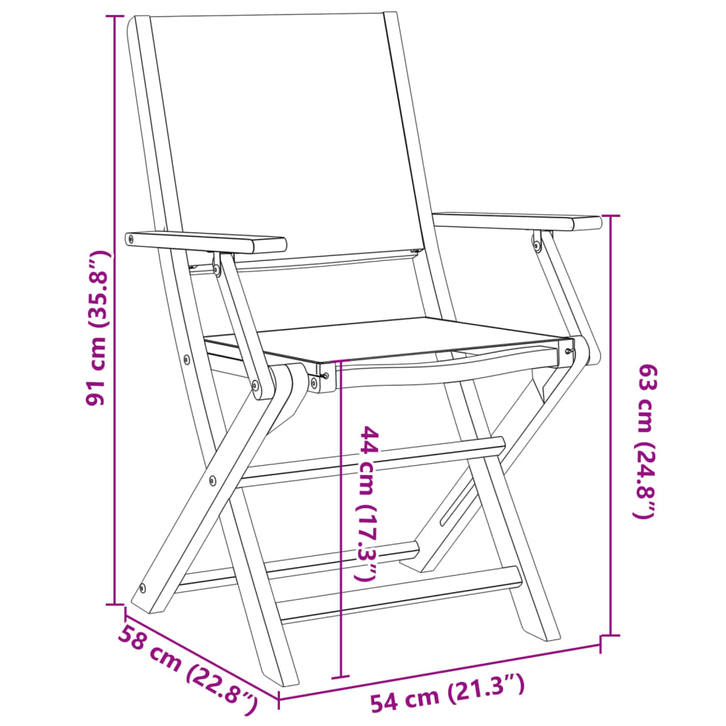 vidaXL Folding Garden Chairs 4 pcs Cream White Fabric and Solid Wood