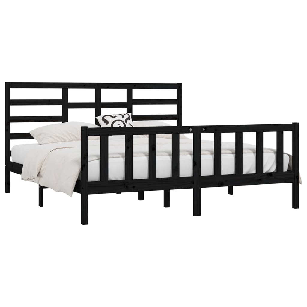 vidaXL Bed Frame without Mattress Black 200x200 cm Solid Wood Pine