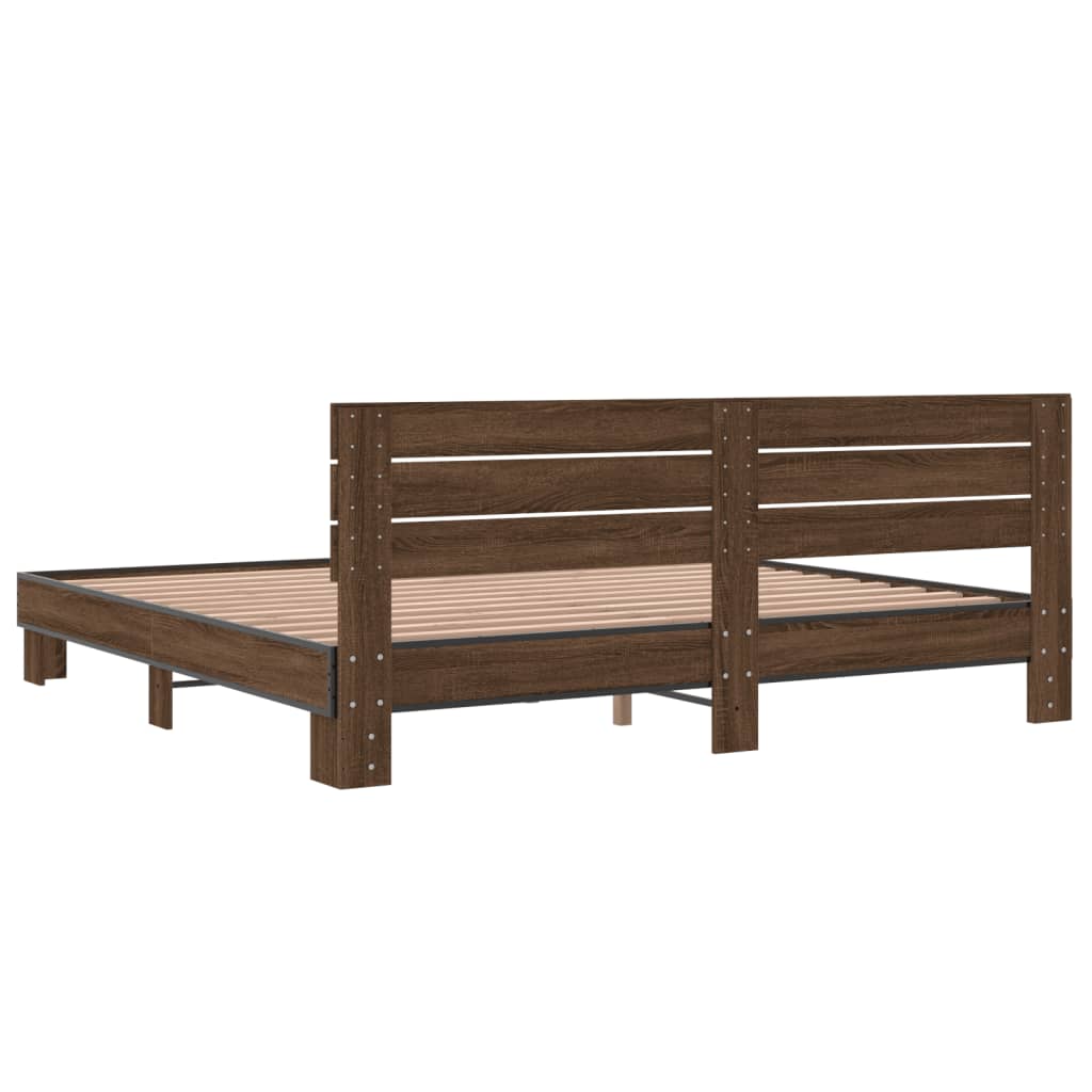 vidaXL Bed Frame without Mattress Brown Oak 180x200 cm Super King