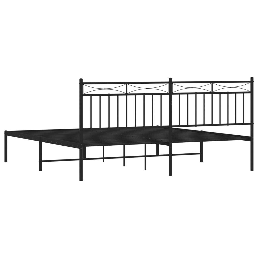 vidaXL Metal Bed Frame without Mattress with Headboard Black 183x213 cm