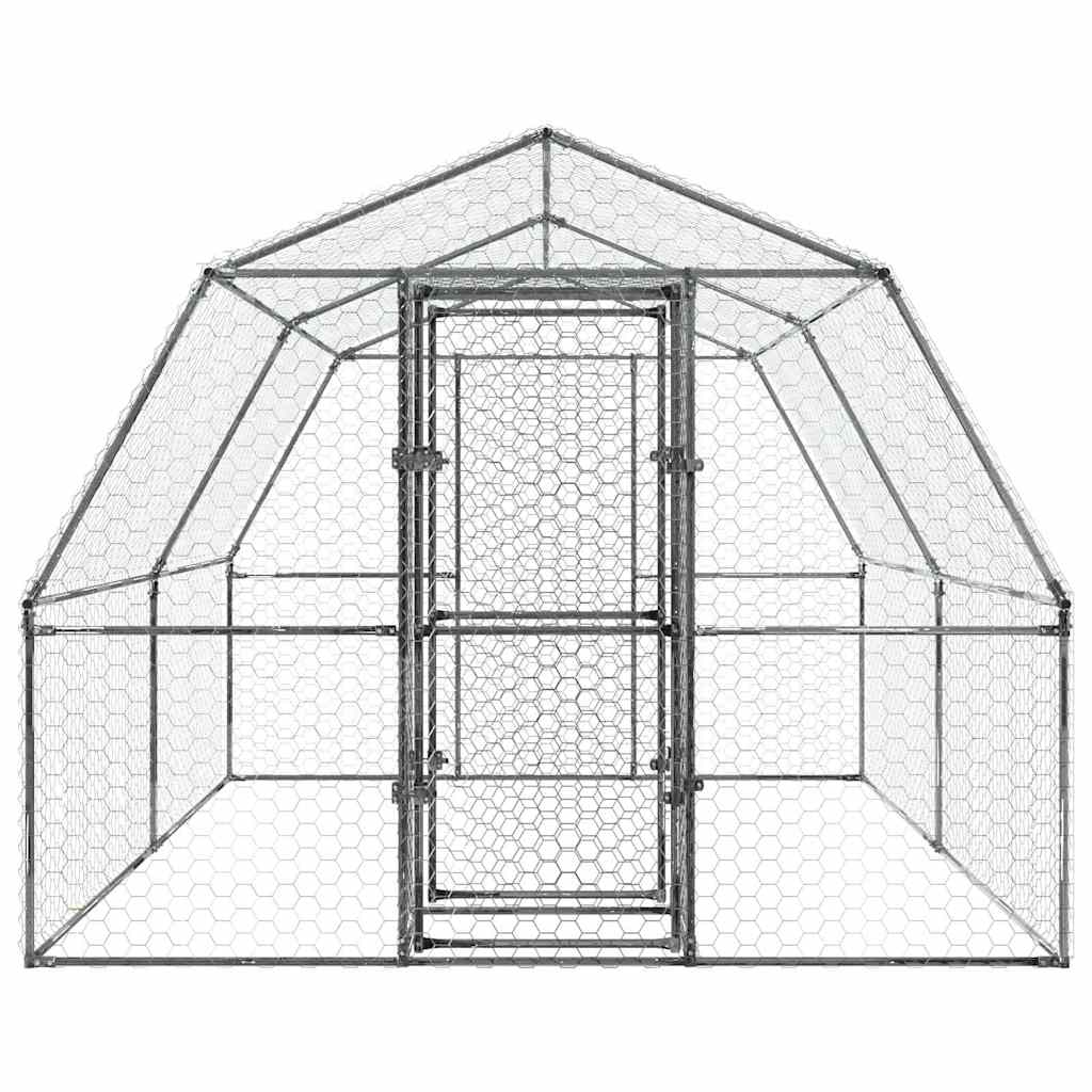 vidaXL Bird Cage with Roof and Door Silver Galvanised Steel