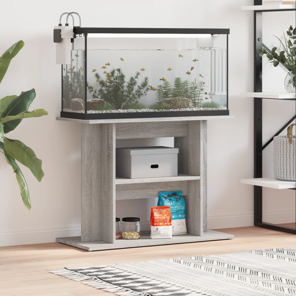 vidaXL Aquarium Stand Grey Sonoma 80x35x60 cm Engineered Wood