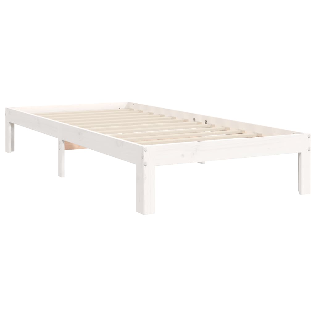 vidaXL Bed Frame without Mattress White Single Solid Wood Pine